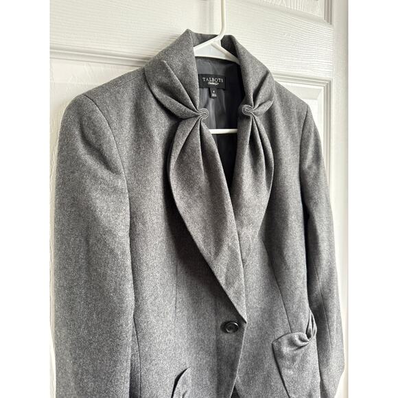 Talbots Kate Fit Wool Blazer Jacket grey pleated ruffel accents 4 - Picture 7 of 15